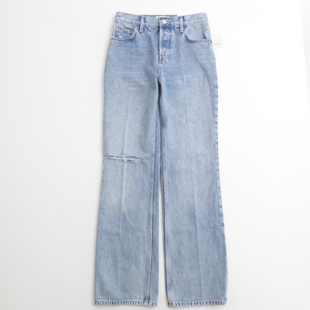 Free People Women Jeans Light Blue Holly High Rise Bootcut Button Fly Size 25